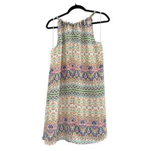 Rachel Ashwell Women's Multi Color Geometric High Neck Mini Dress Size 4